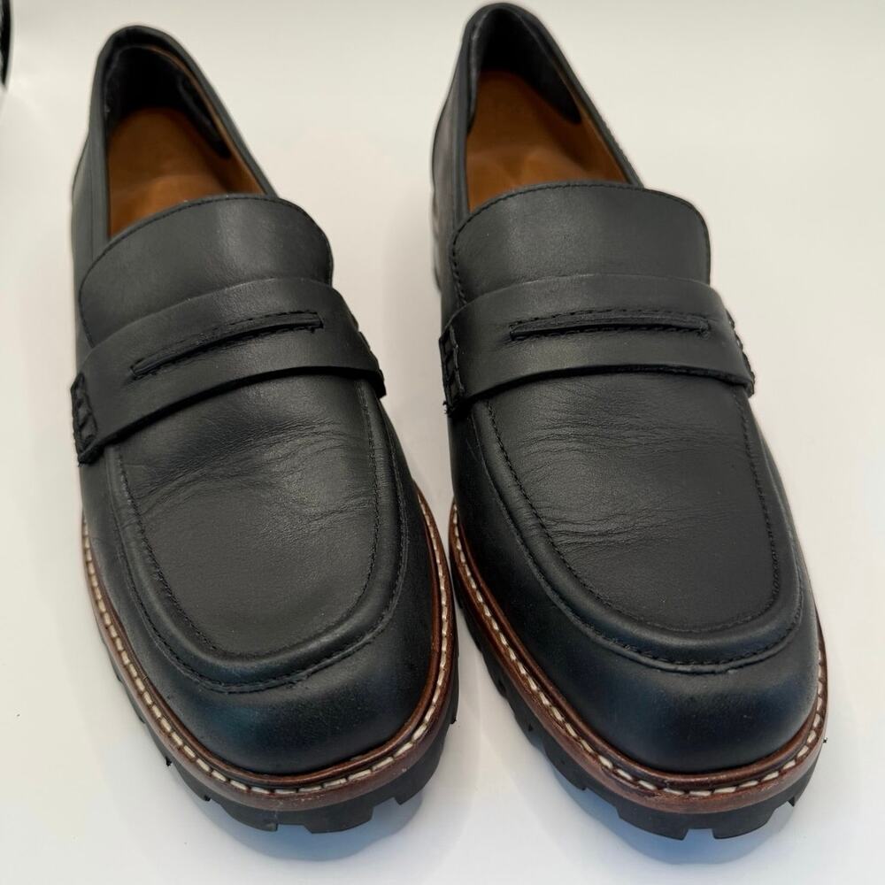 Madewell The Corinne Lugsole Loafers Black Leather Chunky Platform 8 Worn Once - Picture 2 of 9